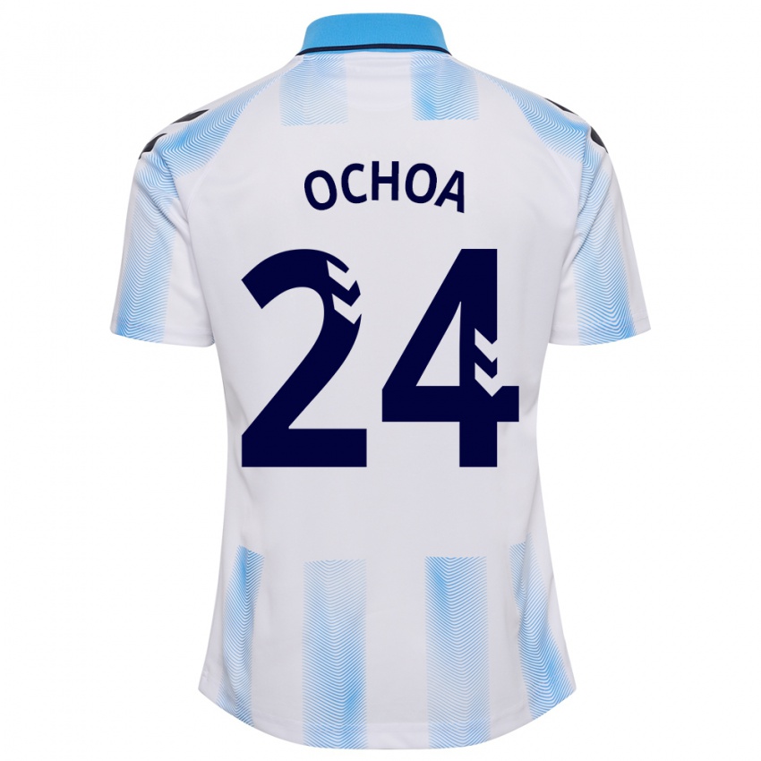Dame Aarón Ochoa #24 Hvit Blå Hjemmetrøye Drakt Trøye 2023/24 Skjorter T-Skjorte