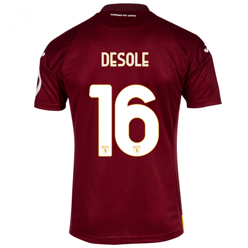 Dame Fabio Desole #16 Mørkerød Hjemmetrøye Drakt Trøye 2023/24 Skjorter T-Skjorte