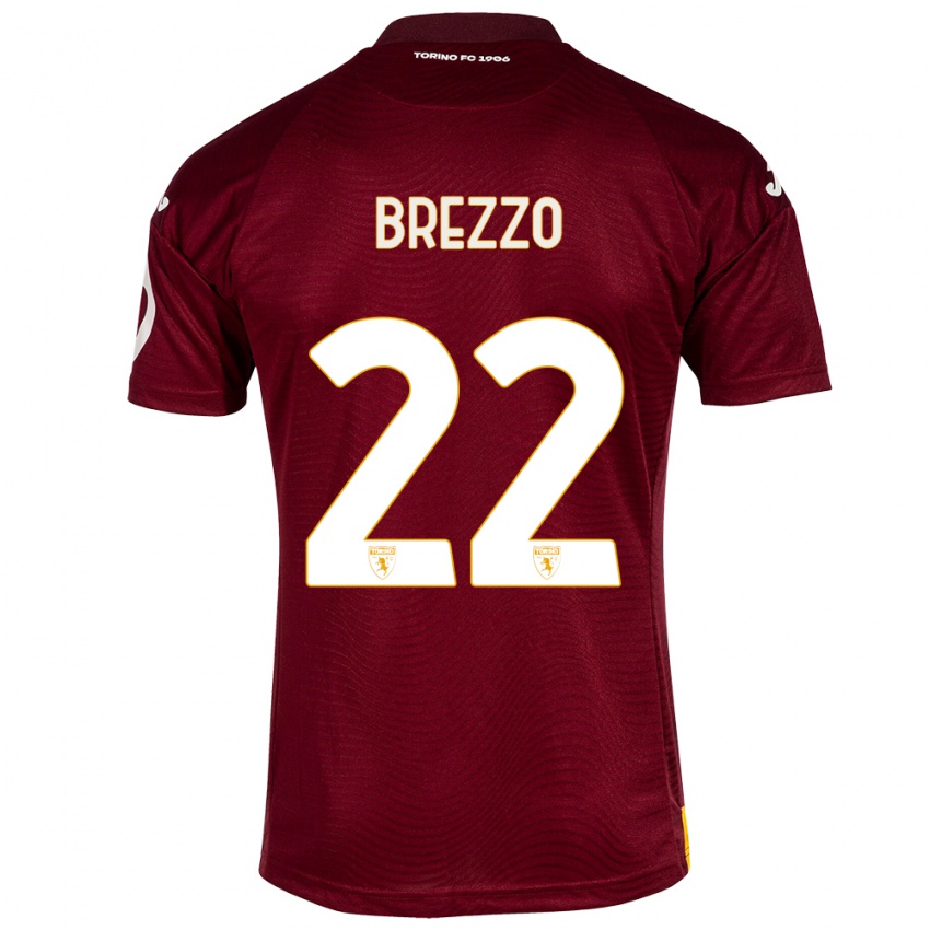 Dame Matteo Brezzo #22 Mørkerød Hjemmetrøye Drakt Trøye 2023/24 Skjorter T-Skjorte