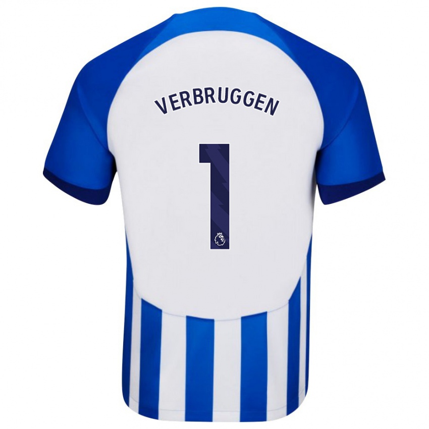 Dame Bart Verbruggen #1 Blå Hjemmetrøye Drakt Trøye 2023/24 Skjorter T-Skjorte