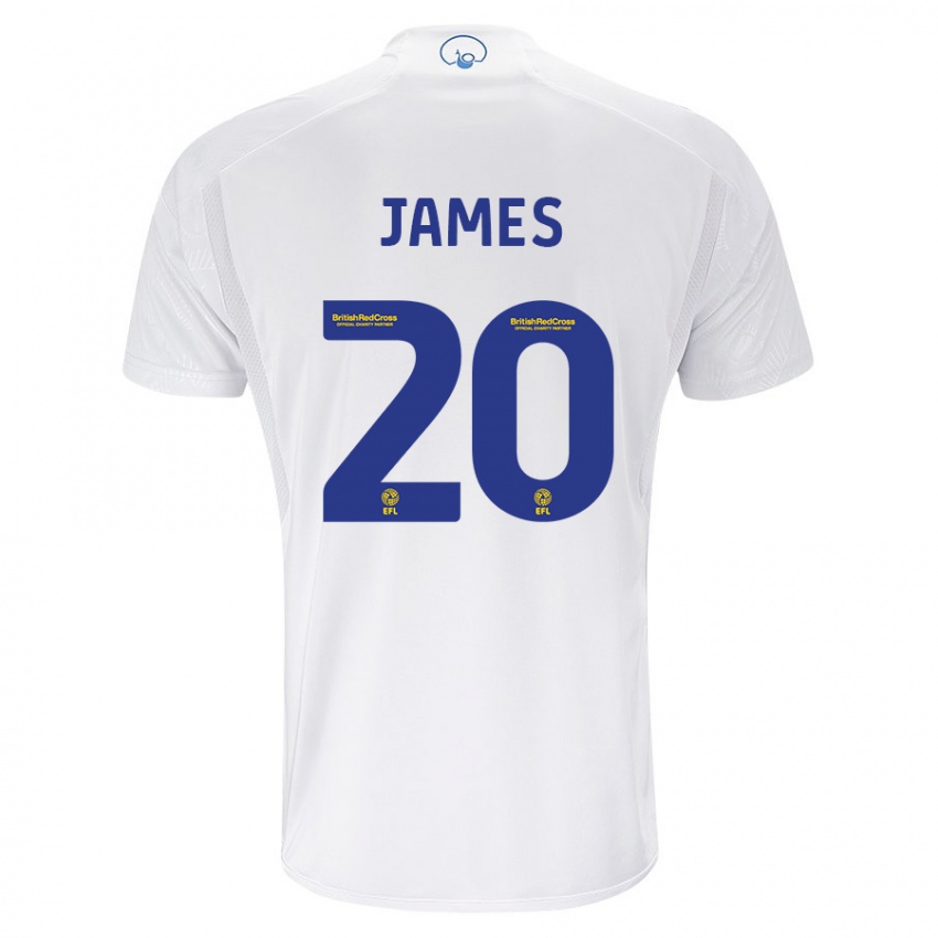 Dame Daniel James #20 Hvit Hjemmetrøye Drakt Trøye 2023/24 Skjorter T-Skjorte