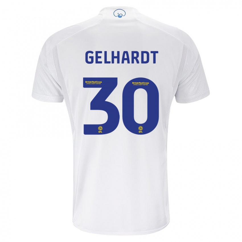 Dame Joe Gelhardt #30 Hvit Hjemmetrøye Drakt Trøye 2023/24 Skjorter T-Skjorte