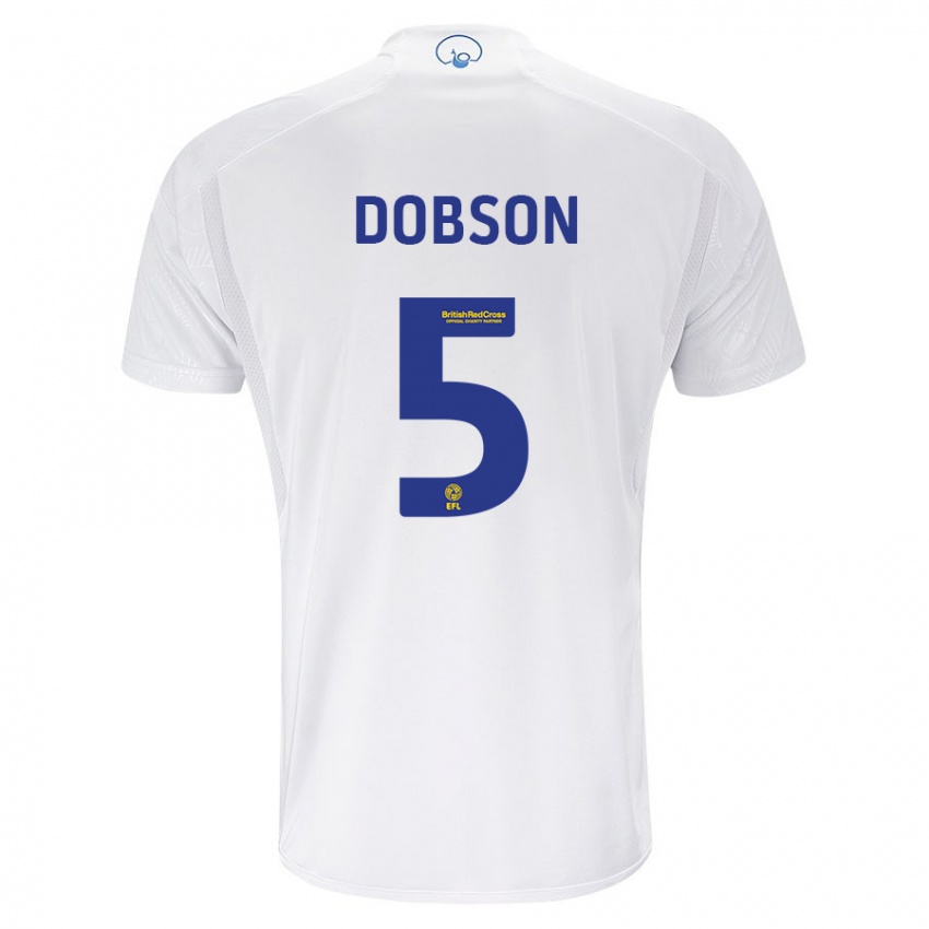 Dame Ellie Dobson #5 Hvit Hjemmetrøye Drakt Trøye 2023/24 Skjorter T-Skjorte