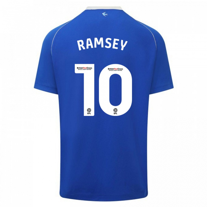 Dame Aaron Ramsey #10 Blå Hjemmetrøye Drakt Trøye 2023/24 Skjorter T-Skjorte