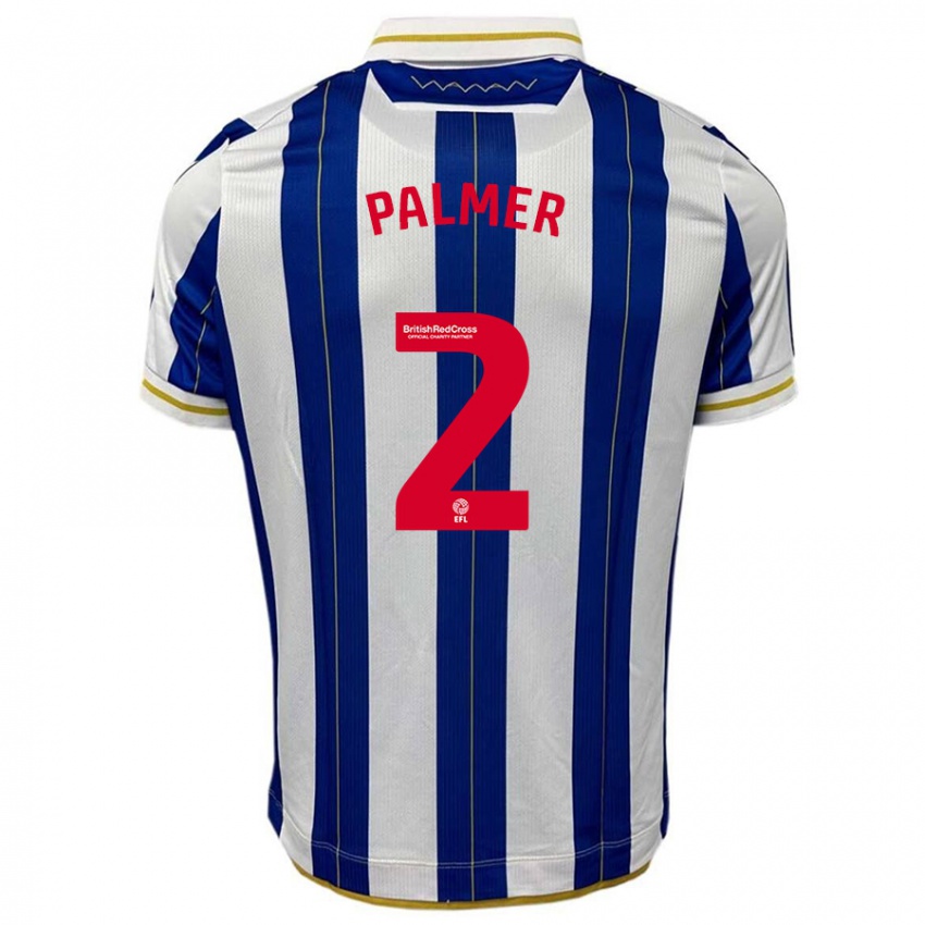 Dame Liam Palmer #2 Blå Hvit Hjemmetrøye Drakt Trøye 2023/24 Skjorter T-Skjorte