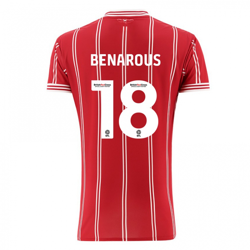 Dame Ayman Benarous #18 Rød Hjemmetrøye Drakt Trøye 2023/24 Skjorter T-Skjorte