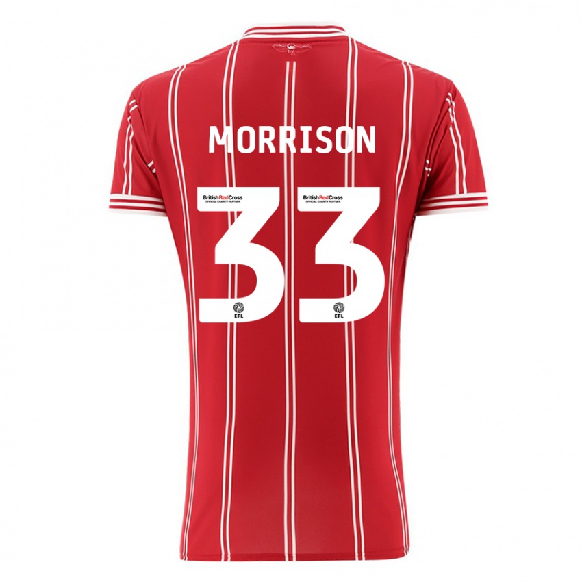 Dame Elijah Morrison #33 Rød Hjemmetrøye Drakt Trøye 2023/24 Skjorter T-Skjorte