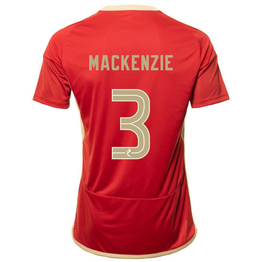 Dame Jack Mackenzie #3 Rød Hjemmetrøye Drakt Trøye 2023/24 Skjorter T-Skjorte