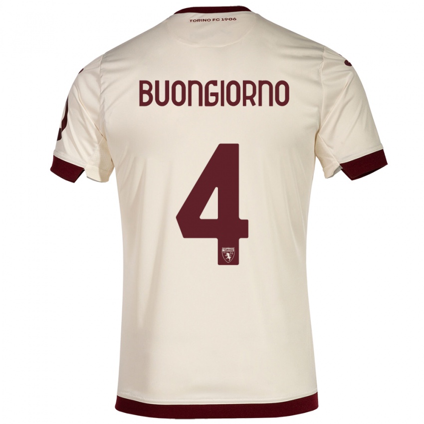 Dame Alessandro Buongiorno #4 Champagne Bortetrøye Drakt Trøye 2023/24 Skjorter T-Skjorte