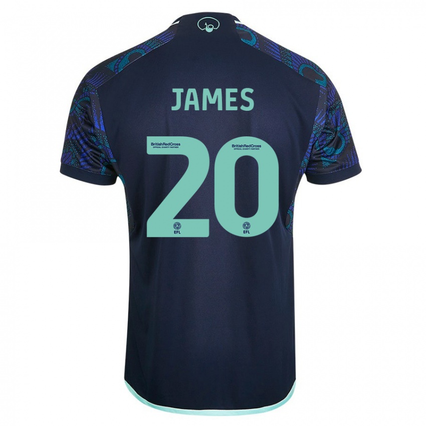 Dame Daniel James #20 Blå Bortetrøye Drakt Trøye 2023/24 Skjorter T-Skjorte