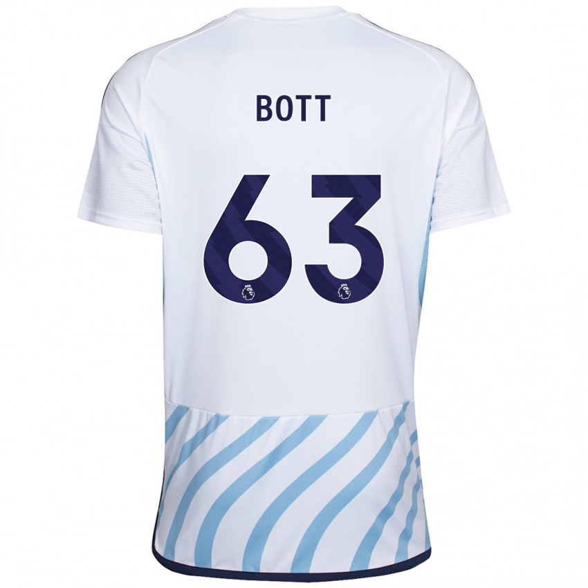 Dame Aaron Bott #63 Hvit Blå Bortetrøye Drakt Trøye 2023/24 Skjorter T-Skjorte