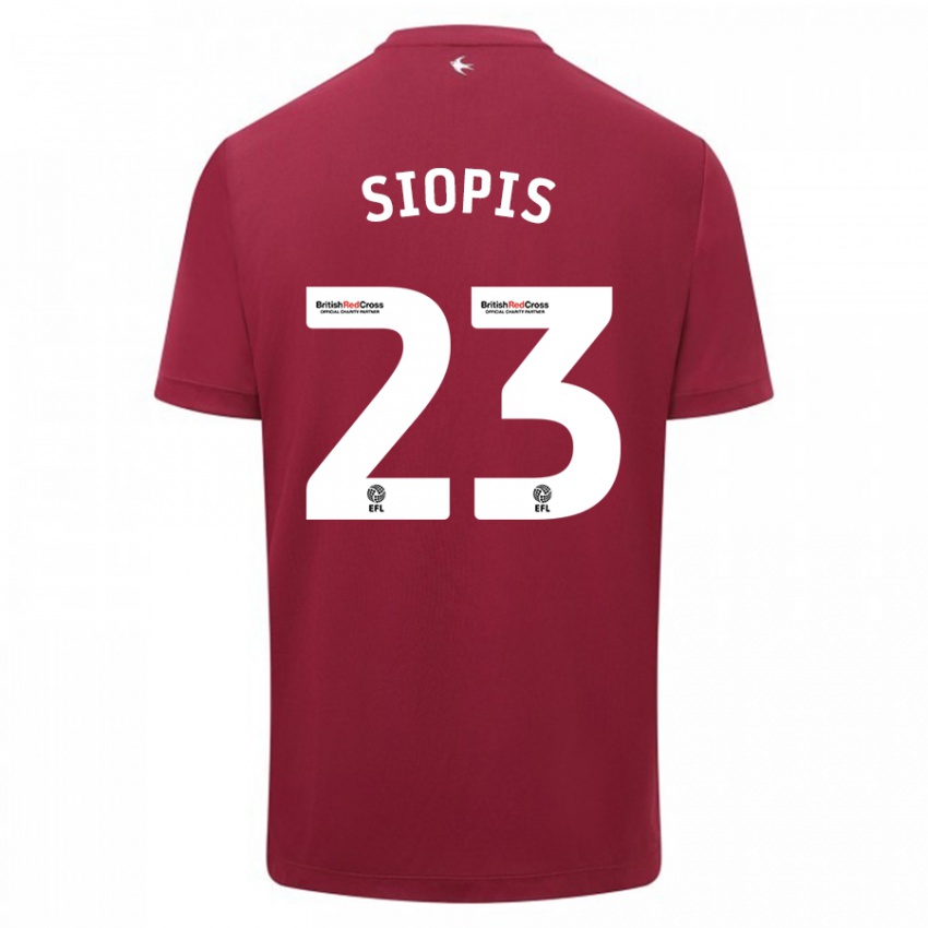 Dame Manolis Siopis #23 Rød Bortetrøye Drakt Trøye 2023/24 Skjorter T-Skjorte