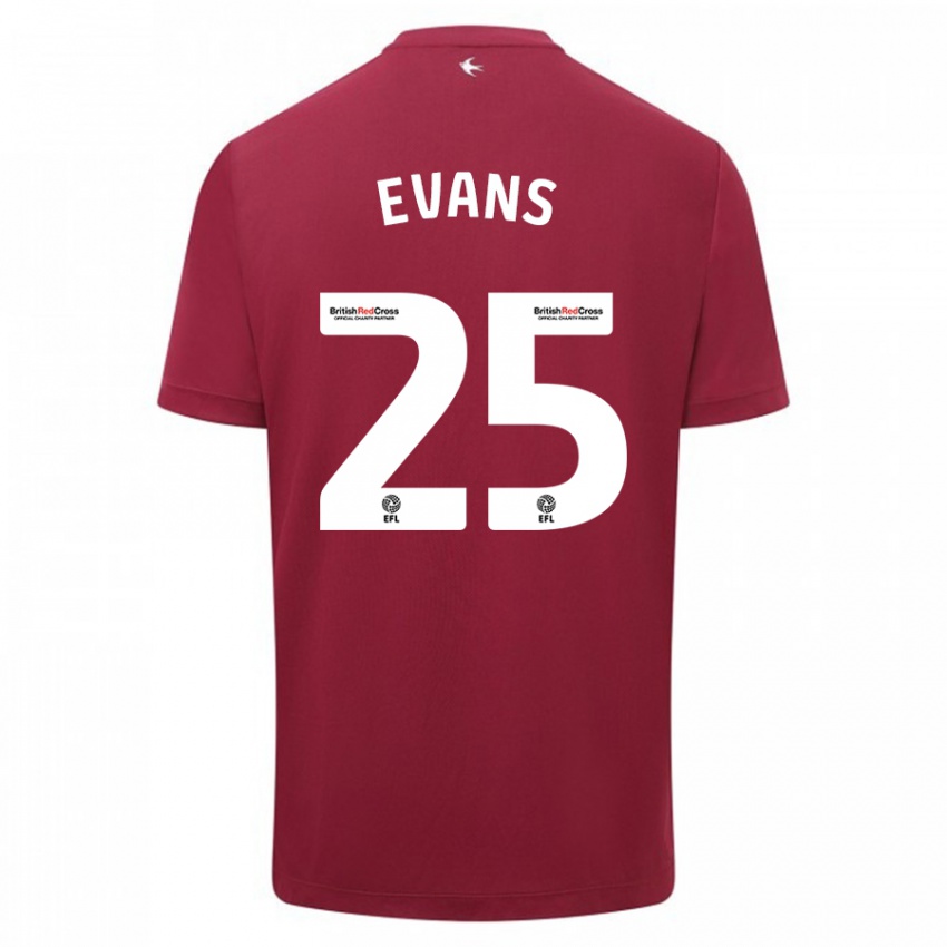 Dame Kieron Evans #25 Rød Bortetrøye Drakt Trøye 2023/24 Skjorter T-Skjorte