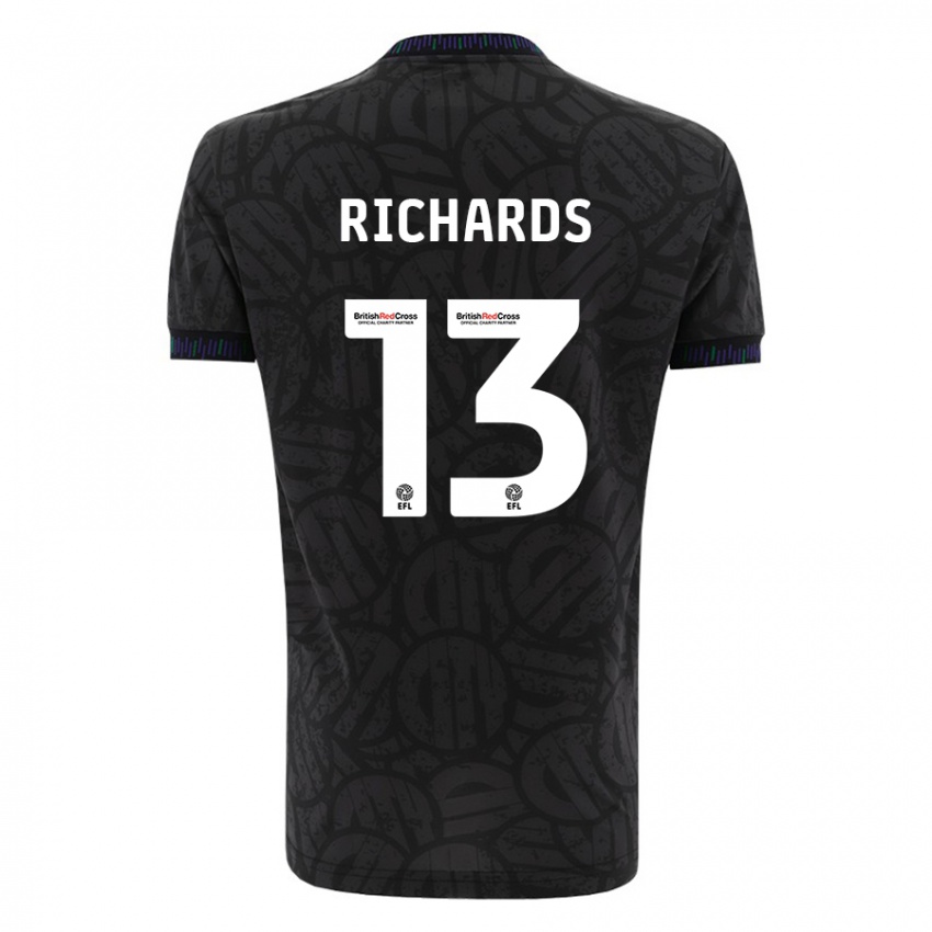 Dame Harvey Wiles-Richards #13 Svart Bortetrøye Drakt Trøye 2023/24 Skjorter T-Skjorte