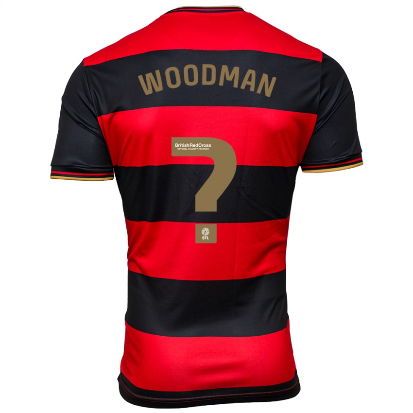 Dame Deon Woodman #0 Svart, Rød Bortetrøye Drakt Trøye 2023/24 Skjorter T-Skjorte