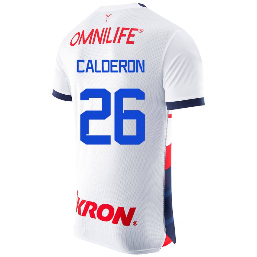 Dame Cristian Calderón #26 Hvit Bortetrøye Drakt Trøye 2023/24 Skjorter T-Skjorte