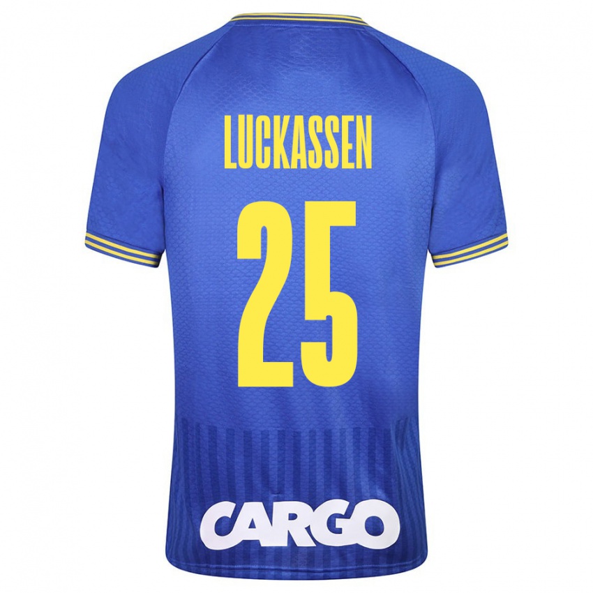 Dame Derrick Luckassen #25 Blå Bortetrøye Drakt Trøye 2023/24 Skjorter T-Skjorte