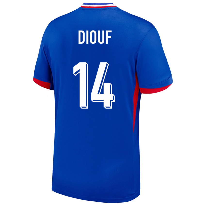 Barn Frankrike Andy Diouf #14 Blå Hjemmetrøye Drakt Trøye 24-26 Skjorter T-Skjorte
