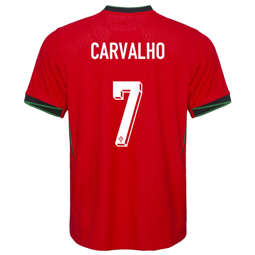 Barn Portugal Fabio Carvalho #7 Rød Hjemmetrøye Drakt Trøye 24-26 Skjorter T-Skjorte