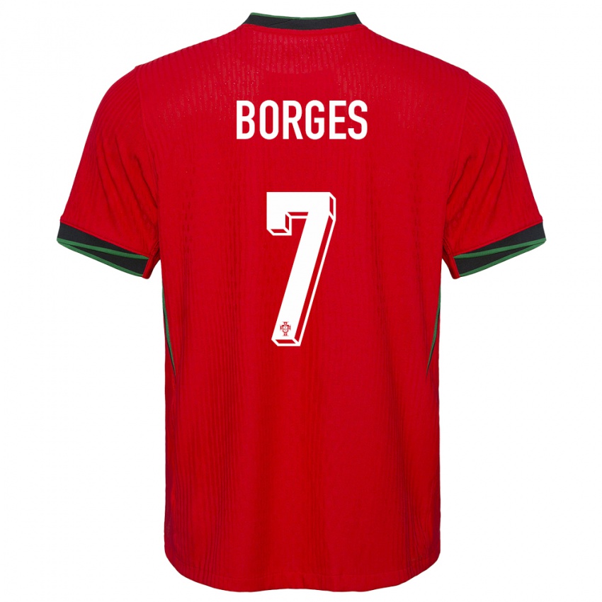 Barn Portugal Carlos Borges #7 Rød Hjemmetrøye Drakt Trøye 24-26 Skjorter T-Skjorte