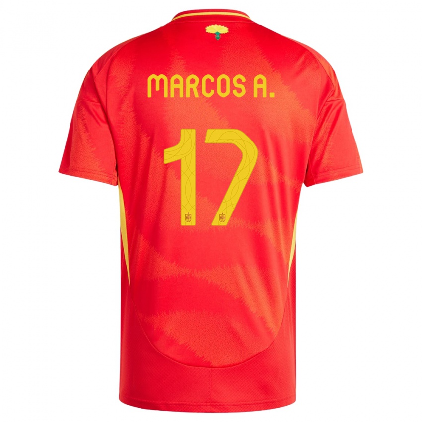 Barn Spania Marcos Alonso #17 Rød Hjemmetrøye Drakt Trøye 24-26 Skjorter T-Skjorte