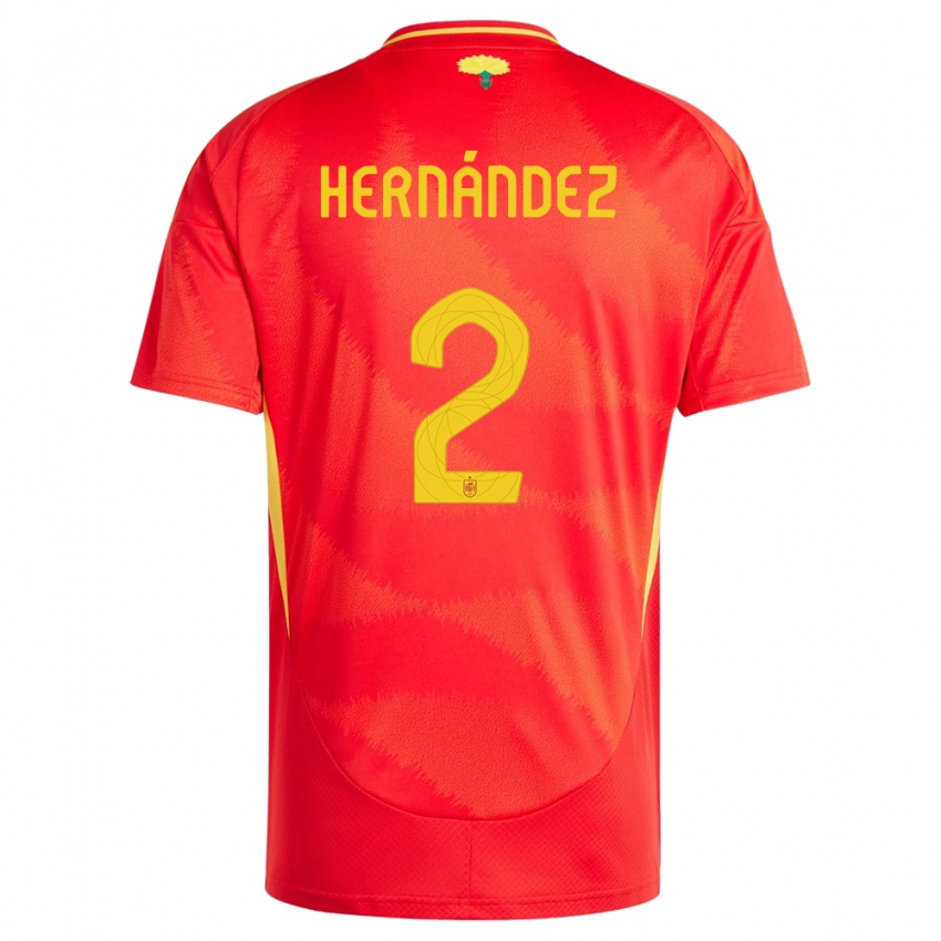 Barn Spania Oihane Hernandez #2 Rød Hjemmetrøye Drakt Trøye 24-26 Skjorter T-Skjorte