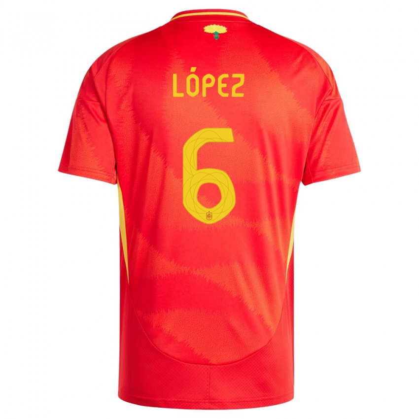 Barn Spania Maitane Lopez #6 Rød Hjemmetrøye Drakt Trøye 24-26 Skjorter T-Skjorte