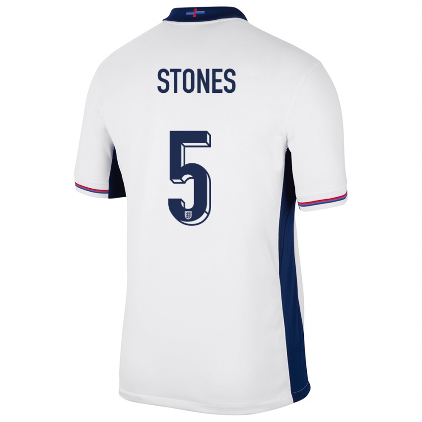 Barn England John Stones #5 Hvit Hjemmetrøye Drakt Trøye 24-26 Skjorter T-Skjorte