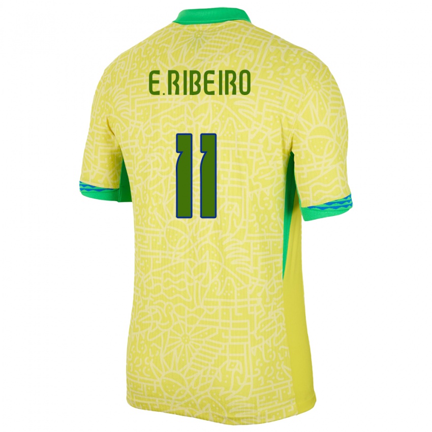 Barn Brasil Everton Ribeiro #11 Gul Hjemmetrøye Drakt Trøye 24-26 Skjorter T-Skjorte
