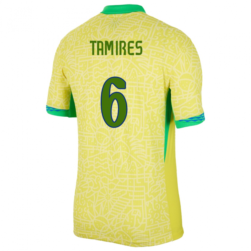Barn Brasil Tamires #6 Gul Hjemmetrøye Drakt Trøye 24-26 Skjorter T-Skjorte