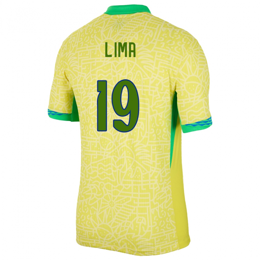 Barn Brasil Felipe Lima #19 Gul Hjemmetrøye Drakt Trøye 24-26 Skjorter T-Skjorte