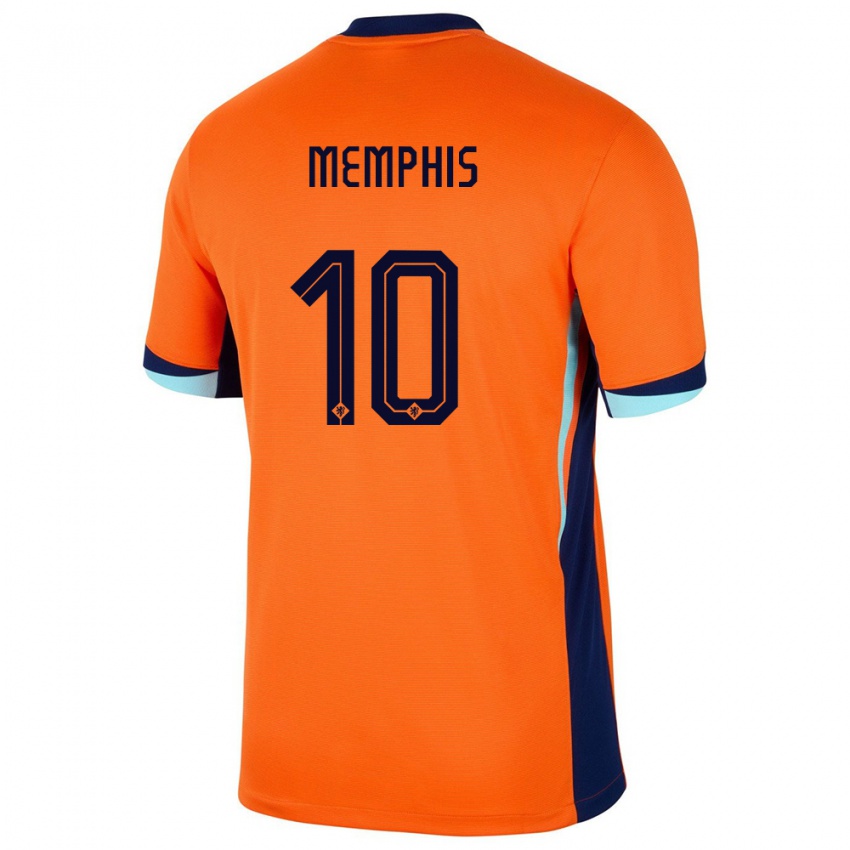 Barn Nederland Memphis Depay #10 Oransje Hjemmetrøye Drakt Trøye 24-26 Skjorter T-Skjorte