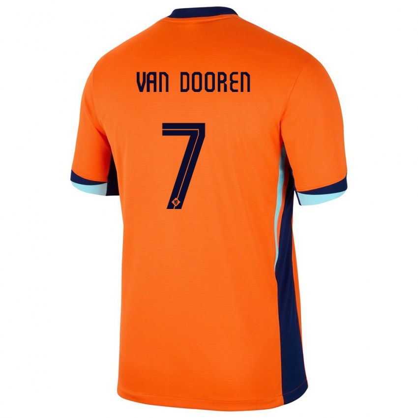 Barn Nederland Kayleigh Van Dooren #7 Oransje Hjemmetrøye Drakt Trøye 24-26 Skjorter T-Skjorte