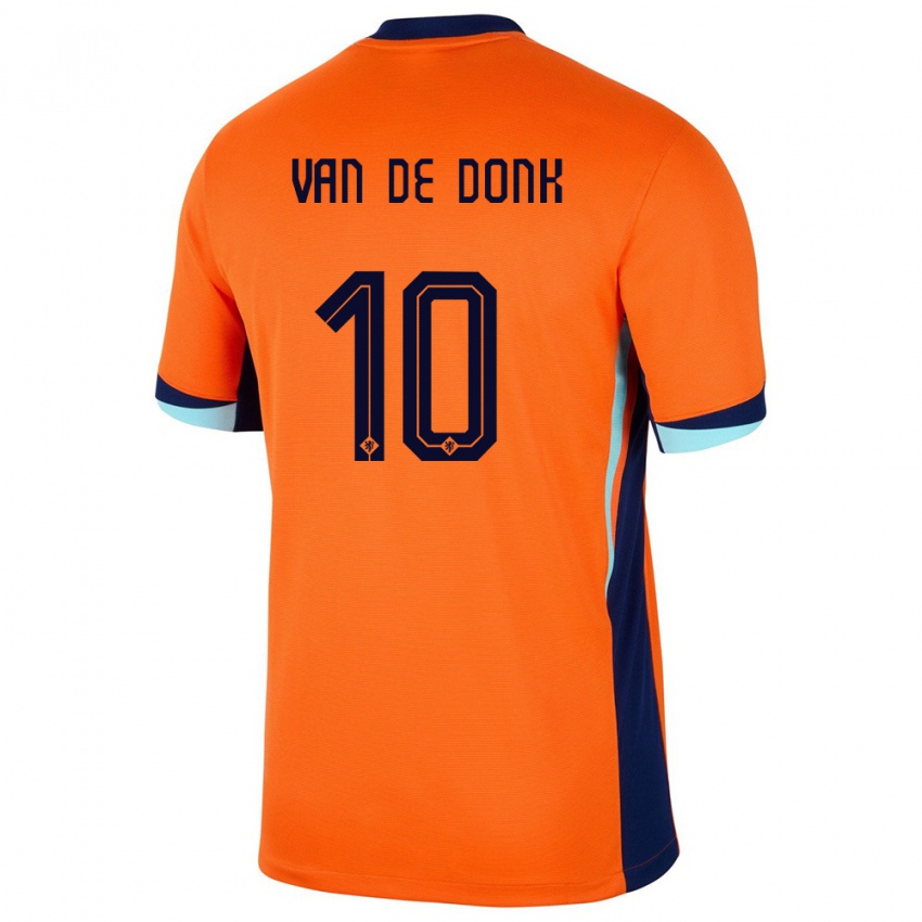 Barn Nederland Danielle Van De Donk #10 Oransje Hjemmetrøye Drakt Trøye 24-26 Skjorter T-Skjorte