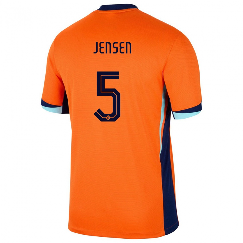Barn Nederland Koen Jensen #5 Oransje Hjemmetrøye Drakt Trøye 24-26 Skjorter T-Skjorte