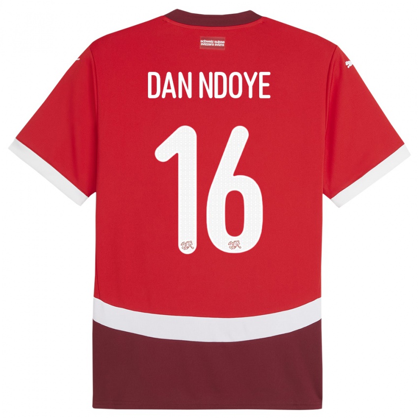 Barn Sveits Dan Ndoye #16 Rød Hjemmetrøye Drakt Trøye 24-26 Skjorter T-Skjorte