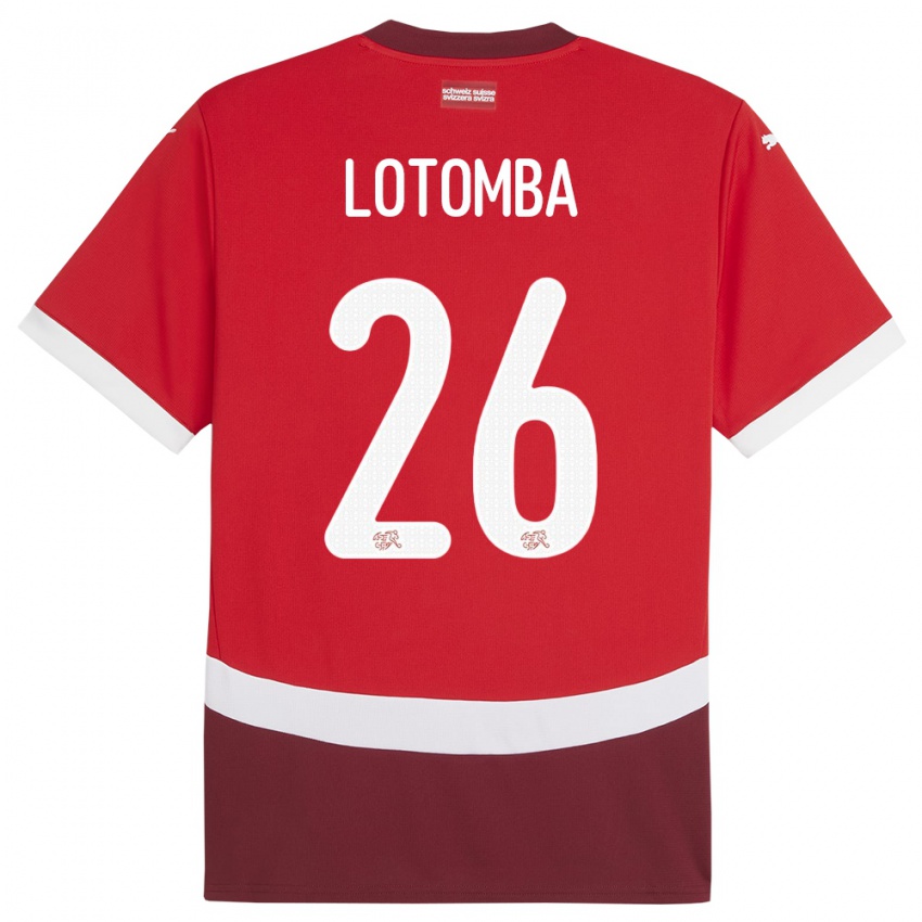 Barn Sveits Jordan Lotomba #26 Rød Hjemmetrøye Drakt Trøye 24-26 Skjorter T-Skjorte