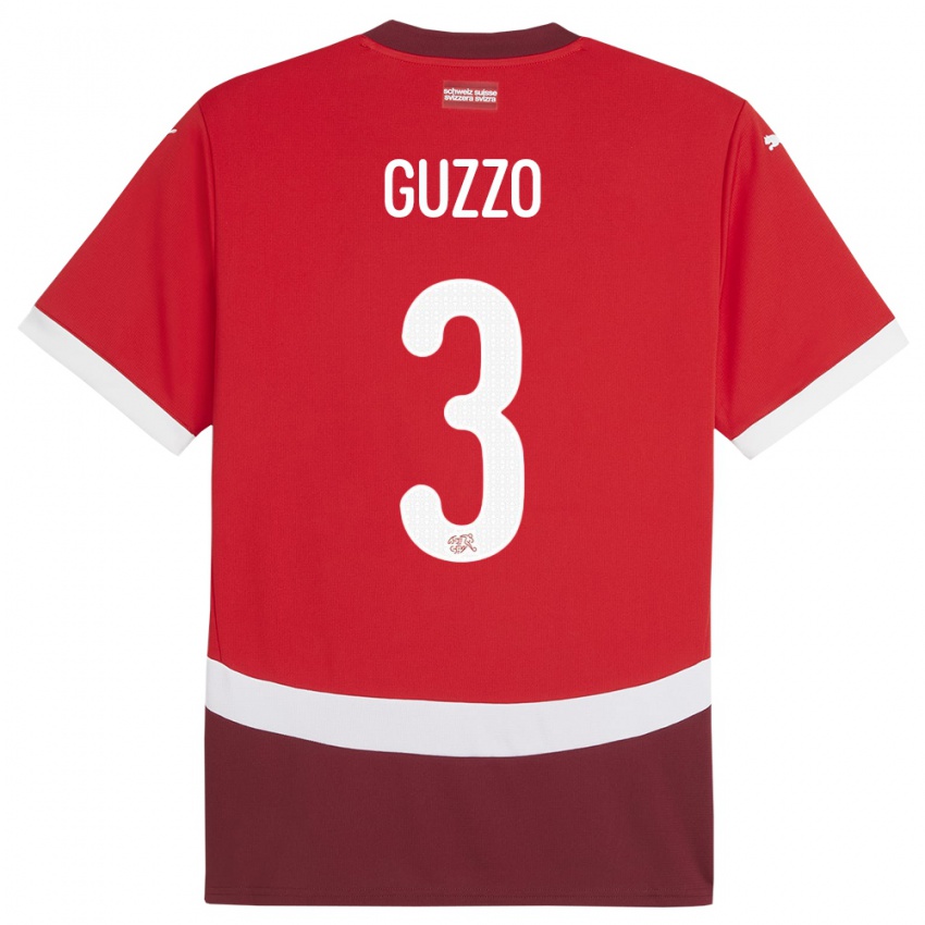 Barn Sveits Ramon Guzzo #3 Rød Hjemmetrøye Drakt Trøye 24-26 Skjorter T-Skjorte