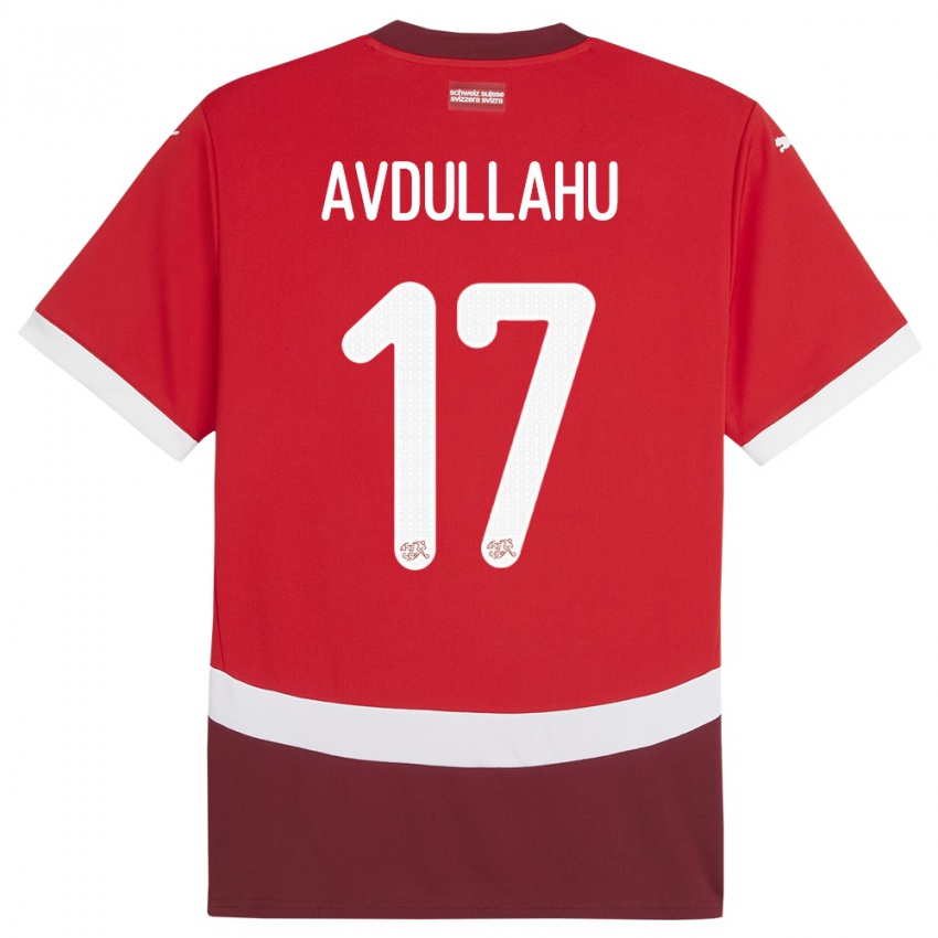 Barn Sveits Leon Avdullahu #17 Rød Hjemmetrøye Drakt Trøye 24-26 Skjorter T-Skjorte