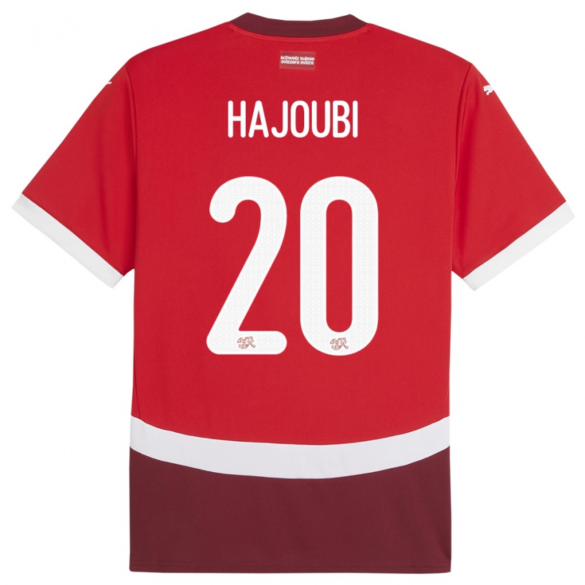 Barn Sveits Amin Hajoubi #20 Rød Hjemmetrøye Drakt Trøye 24-26 Skjorter T-Skjorte