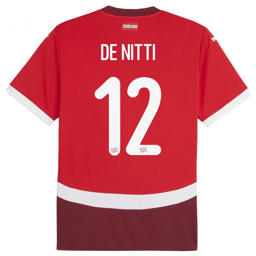 Barn Sveits Gianni De Nitti #12 Rød Hjemmetrøye Drakt Trøye 24-26 Skjorter T-Skjorte