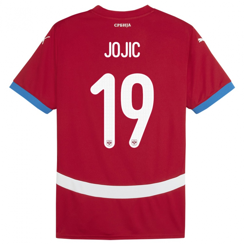 Barn Serbia Nikola Jojic #19 Rød Hjemmetrøye Drakt Trøye 24-26 Skjorter T-Skjorte