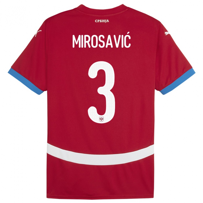 Barn Serbia Veljko Mirosavic #3 Rød Hjemmetrøye Drakt Trøye 24-26 Skjorter T-Skjorte
