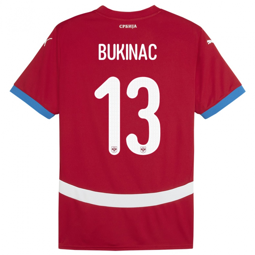 Barn Serbia Stefan Bukinac #13 Rød Hjemmetrøye Drakt Trøye 24-26 Skjorter T-Skjorte