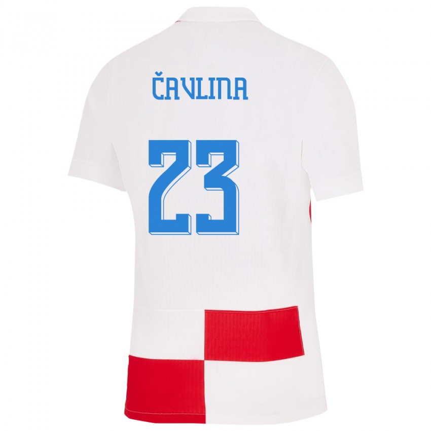 Barn Kroatia Nikola Cavlina #23 Hvit Rød Hjemmetrøye Drakt Trøye 24-26 Skjorter T-Skjorte