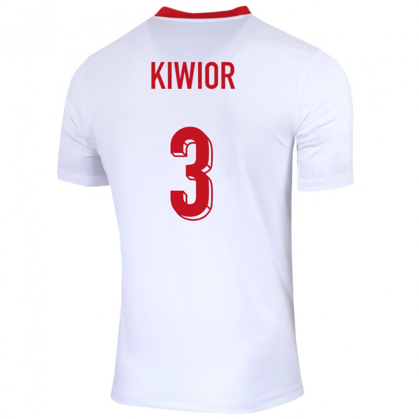 Barn Polen Jakub Kiwior #3 Hvit Hjemmetrøye Drakt Trøye 24-26 Skjorter T-Skjorte