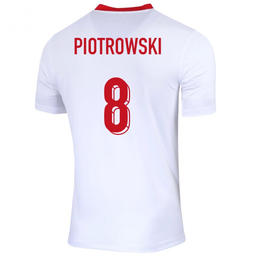 Barn Polen Jakub Piotrowski #8 Hvit Hjemmetrøye Drakt Trøye 24-26 Skjorter T-Skjorte