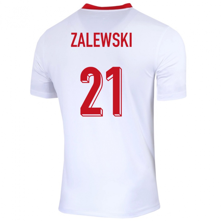 Barn Polen Nicola Zalewski #21 Hvit Hjemmetrøye Drakt Trøye 24-26 Skjorter T-Skjorte