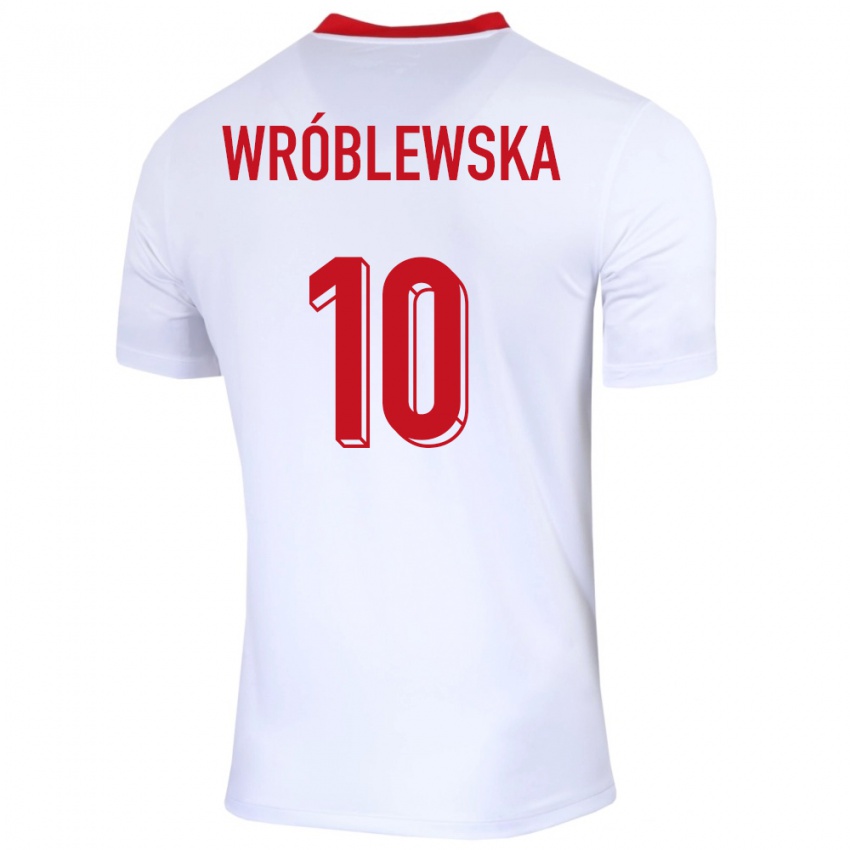Barn Polen Joanna Wroblewska #10 Hvit Hjemmetrøye Drakt Trøye 24-26 Skjorter T-Skjorte