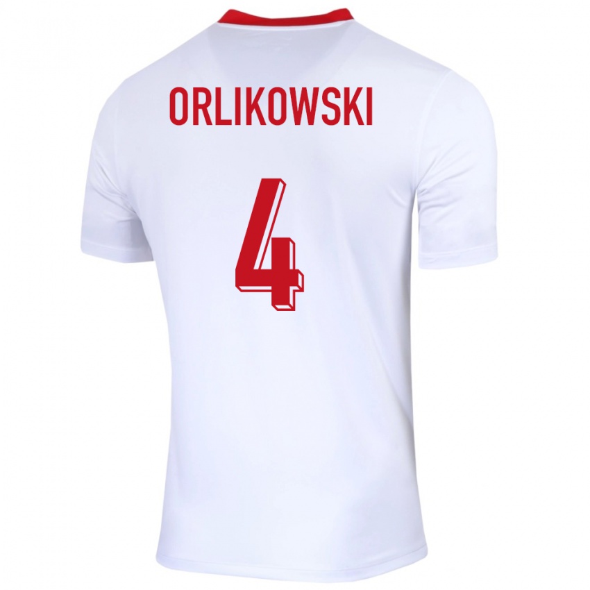 Barn Polen Igor Orlikowski #4 Hvit Hjemmetrøye Drakt Trøye 24-26 Skjorter T-Skjorte